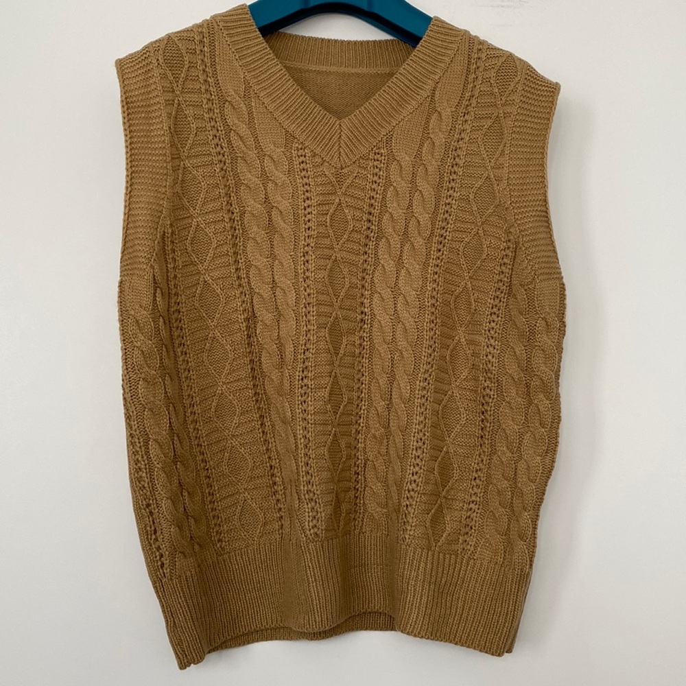 Tan Brown Knitted Vest